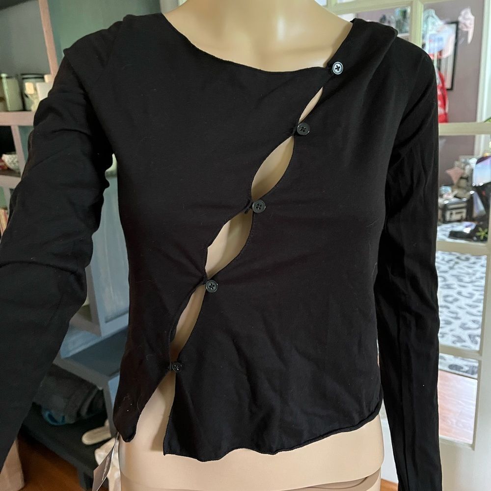 Storets Tatum Asymmetrical Black Lightweight Cardigan Sz S/M Nwt — image 2 of 8